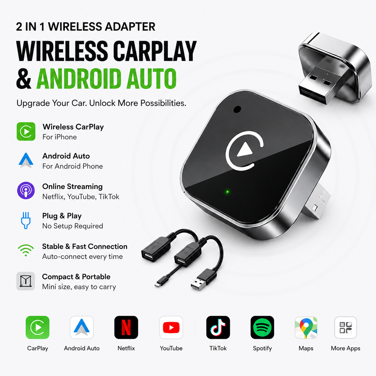 DriveSync™ Pro – Wireless CarPlay & Android Auto