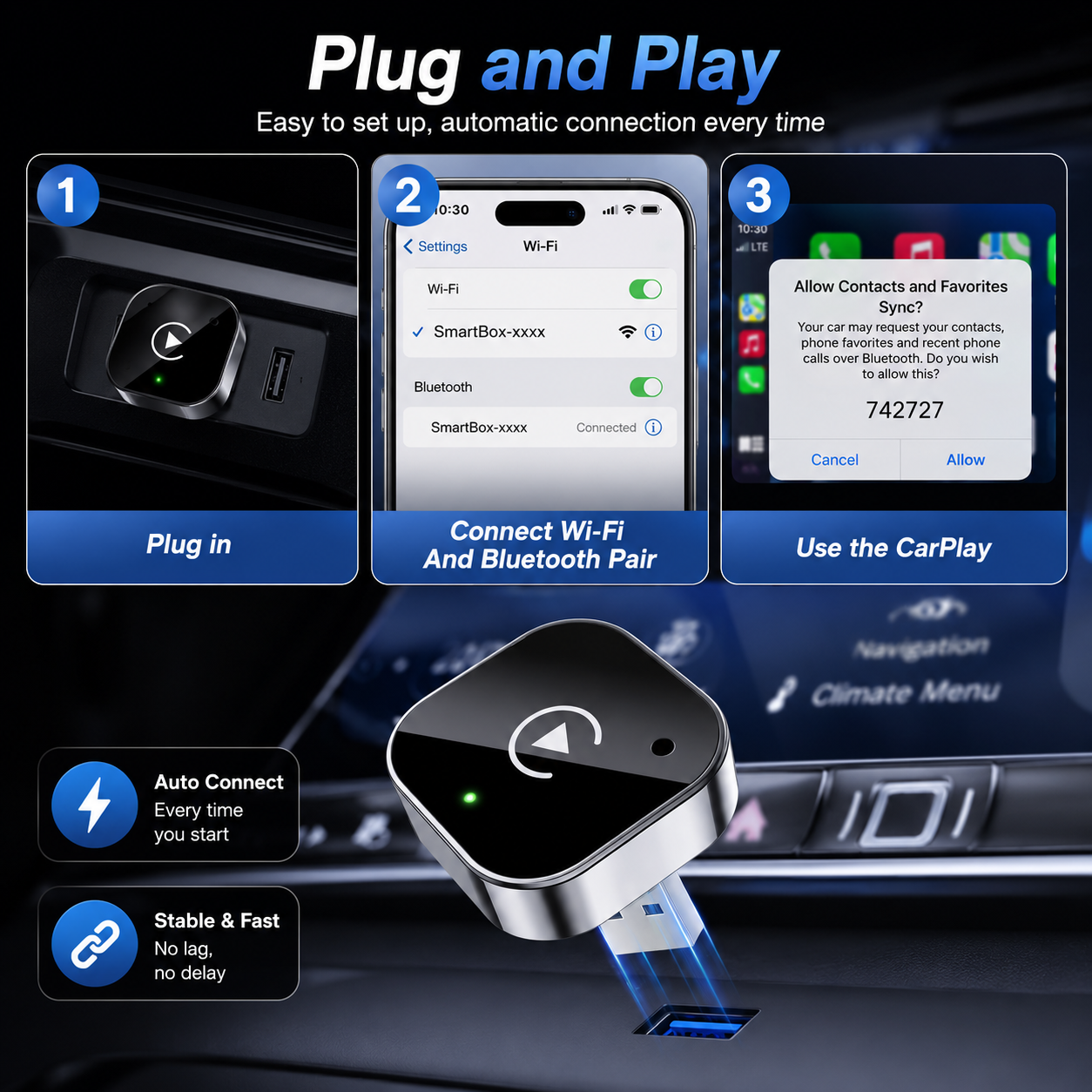 DriveSync™ Pro – Wireless CarPlay & Android Auto